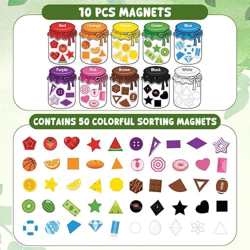 10Pcs Magnetic Color Sorting Set, 60 Cute Shape Fridge Magnets for Color Sorting Fine Motor Skills thumbnail 3