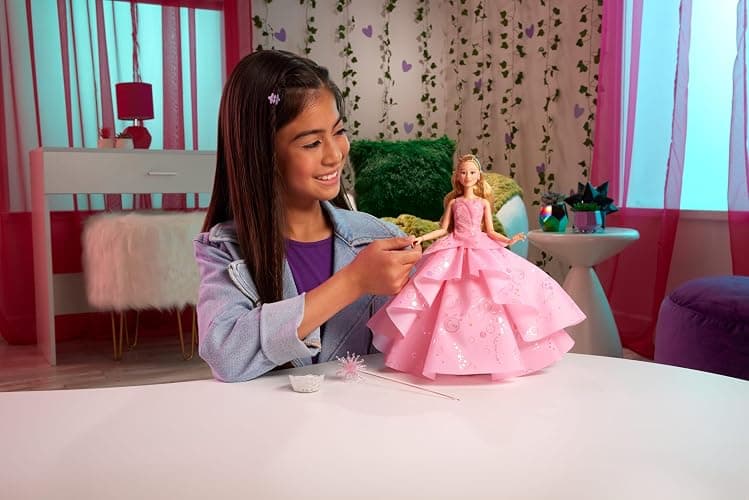 Mattel Universal Wicked Deluxe Glinda Fashion Doll & Accessories Including Crown & Scepter, Movie-Inspired Look with Posability thumbnail 2