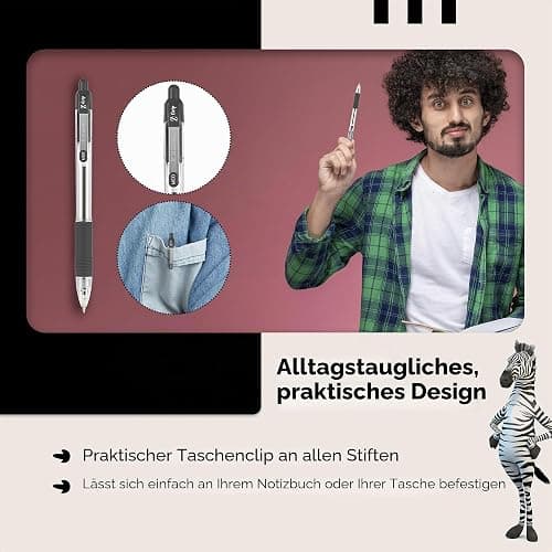 Zebra Pen Z Grip schwarze Kugelschreiber mit Taschenclip, 8 Stück, einziehbare schwarze Tinte, zuverlässiger schwarzer Kugelschreiber, Multipack für den täglichen Gebrauch, 8 Stück thumbnail 6
