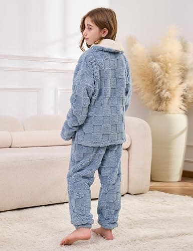 Lentta Girls Fleece Pants Sets Fuzzy 2 Piece Outfits Casual Warm Pullover Top Sweatshirt Sweatsuit with Pockets 5-14Y thumbnail 4
