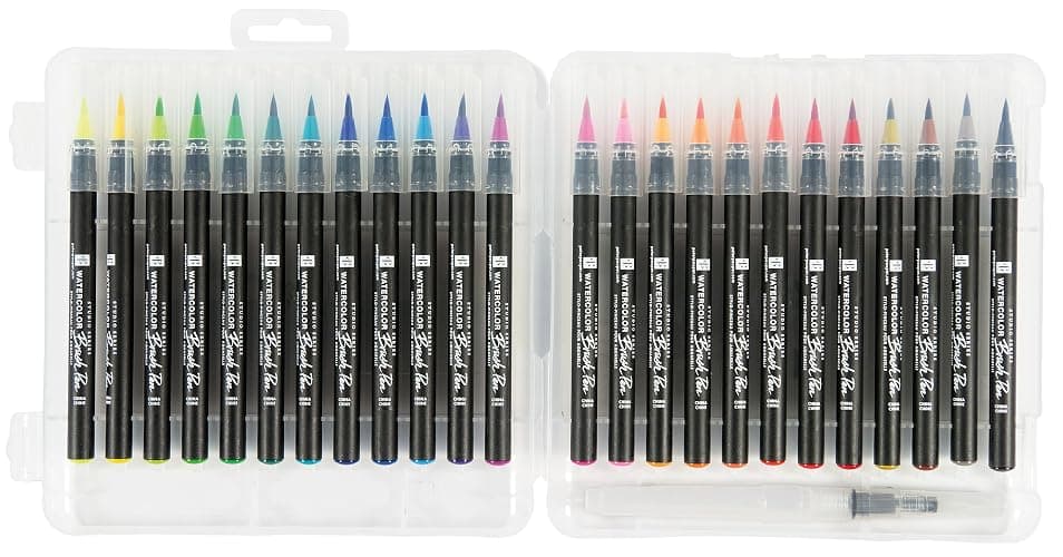 Studio Series Watercolor Brush Marker Pens (Set of 24 pens, plus bonus water brush), Great for Hand Lettering, Calligraphy, Manga, Comics, Adult Coloring Books, Journals, and all DIY Drawing Art thumbnail 3