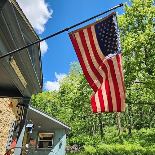 JRED 100% Cotton Vintage American Flags for Outside 3x5 FT Tea Stained US Flag Heavy Duty Outdoor USA Fade Resistant Embroidered Stars Sewn Stripes, Brass Grommets thumbnail 9