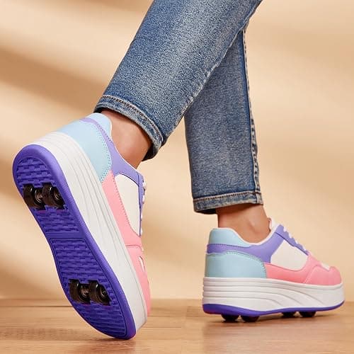 HSQ Fashion Sneaker Roller Skate Shoes for Boys Girls Kids Detachable Wheeled 2 in 1 Skating Shoes with Wheels thumbnail 4