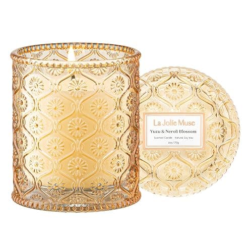 LA JOLIE MUSE Yuzu & Neroli Blossom Scented Candles, Citrus Candles for Home Scented, Natural Soy Wax Candle, Candles Gifts for Women, 6 oz 40 Hours Burn - Image 1