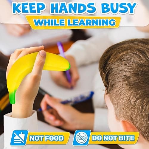Tesorrio Fake Banana Stress Relief Fidget – 6.7 x 1.4 in Soft PU Foam Desk Accessory | Lightweight Squeeze Fidget for Adults | Novelty Office Decor & Relaxation Tool thumbnail 6