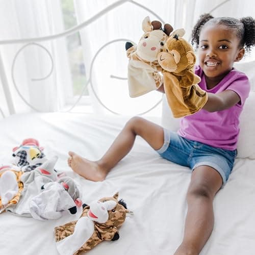Melissa & Doug Animal Hand Puppets (Set of 2, 4 Animals in Each) - Zoo Friends and Farm Friends thumbnail 3