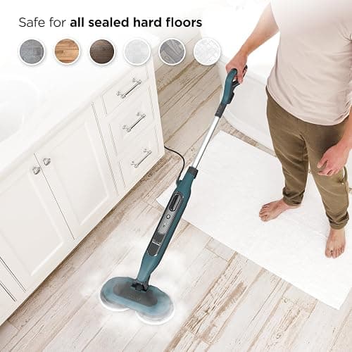Shark Steam & Scrub All-in-One Scrubbing and Sanitizing Hard Floor Steam Mop, 2 Steam Modes, 2 Dirt Grip Soft Scrub Pads Included, XL Removable Water Tank, Swivel Steering, Teal, S8002BRN thumbnail 9