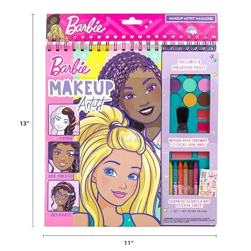Horizon Group USA Barbie Magazine - Create Hair & Makeup Looks with 130+ Stencils, 180+ Stickers, Crayons & Pretend Makeup - Barbie thumbnail 8