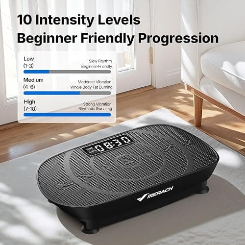MERACH Vibration Plate Exercise Machine, Curved Vibration Plate for Lymphatic Drainage Weight Loss, Vibrating Plate with Real-Time Calorie Tracking on LED Display, Workout Equipment for Home Women Men thumbnail 5