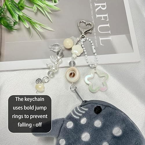 Whale Shark Coin Purse Keychain,Cute Plush Change Purse with Zipper Keychain,Kawaii Handmade Coin Pouches for Women thumbnail 4