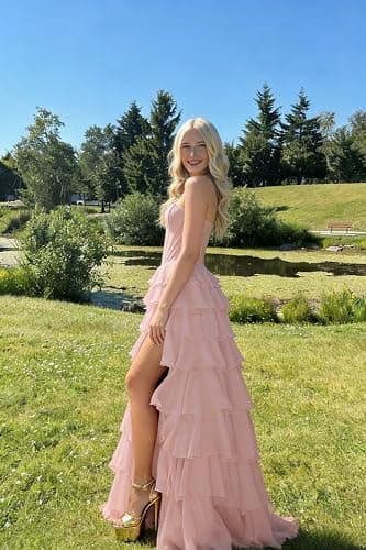 Sevintage Long Strapless Prom Dresses for Women Corset Bodycon Tiered Formal Evening Party Gowns with Slit thumbnail 5