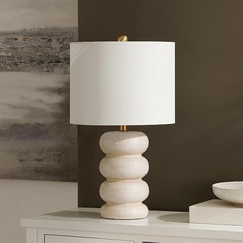 SAFAVIEH Lighting Collection Coco Cream/Brass Gold 22-inch Stacked Table Lamp for Bedroom, Living Room, Home Office, Desk, Nightstand (LED Bulb Included) thumbnail 5