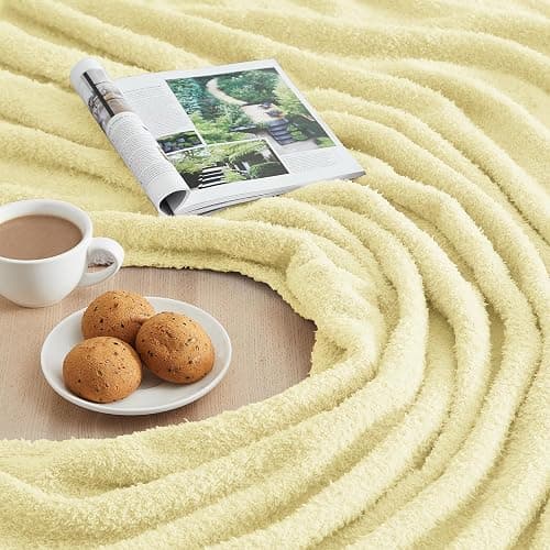CYMULA Knit Throw Blanket for Couch Yellow - Super Soft Lightweight Plush Fuzzy Fluffy Cozy Blankets and Throws for Sofa Bed, 50 x 60 inches thumbnail 4