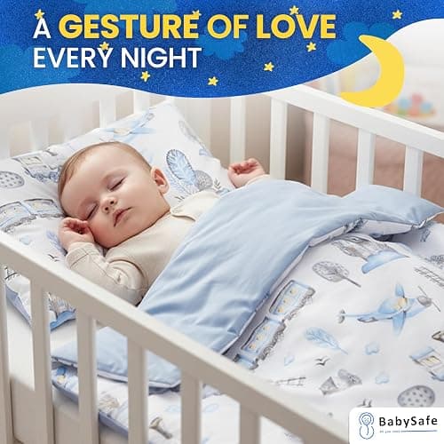 BABYSAFE Baby Cot Bed Duvet Cover Set Girls 120 X 90 with Toddler Pillowcase 40x60 Cm 100% Cotton - Toddler Duvet Cover Set in 100% Oeko-Tex Certified Cotton - Made in Europe thumbnail 6