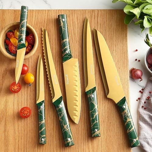 Keewah Knife Set, 16 Piece Kitchen Knives set with Acrylic Stand, Gold thumbnail 2