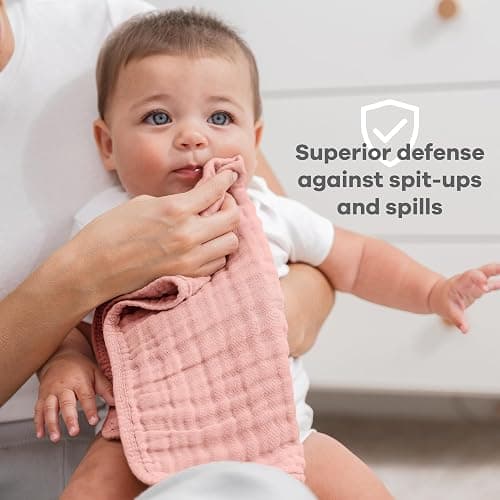 Comfy Cubs Muslin Burp Cloths 20x10" 10 Pack, Baby Burp Cloths - Multi Girl | Large, 6-Layer, Ultra Absorbent 100% Cotton Burp Cloths for Baby Drool and Messes - Soft, Safe & Gentle for Boys & Girls thumbnail 4