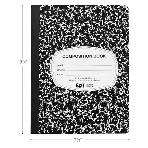 4 Pack - EPI Marble Hardcover Wide Ruled Composition Notebook | 200 Pages (100 Sheets), 9.75 x 7.5 in, Sturdy Sewn Binding | School, Office, Journaling, Notes thumbnail 2
