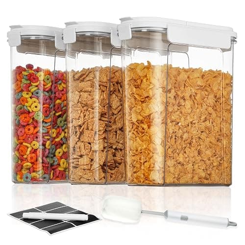 Vtopmart Cereal Containers Set, 3 PCS Airtight Food Storage Container with Flip-Top Lids, Plastic Organizer Dispenser for Kitchen, Pantry Organization (135.2oz/4L) - Image 1