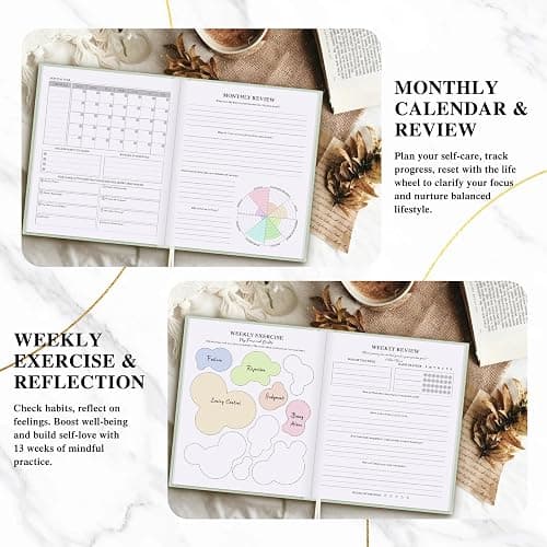 Lanpn Self Care Journal for Women, Self Love Guided Journals with Prompts, Daily Reflection Wellness & Gratitude Planner, 5 Minute Mental Health Notebook, Mindfulness Mood Log, 240 Pages, Sage Green thumbnail 7