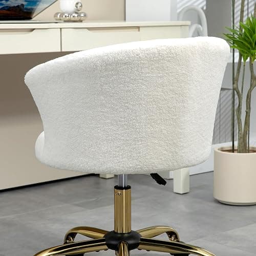 Vinsetto Armless Office Chair, Fluffy Computer Desk Chair with Adjustable Height, Swivel Wheels, Mid Back, Gold thumbnail 7