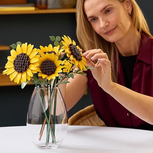 LEGO Botanicals Sunflower Bouquet - Artificial Flowers Set for Adults - Faux Sunflowers & Eucalyptus Stems for Living Room or Bedroom Decor - DIY Gift Idea for Women - 11502 thumbnail 6