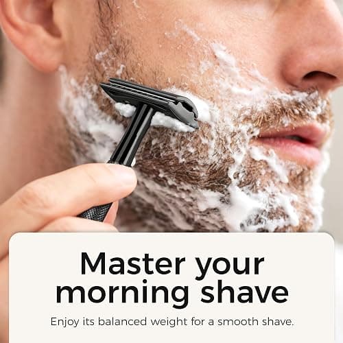 ZOMCHI Safety Razor for Men with 5 Double Edge Safety Razor Blades, One Blade Safety Razor, Metal Razor Zero Waste – Black thumbnail 5