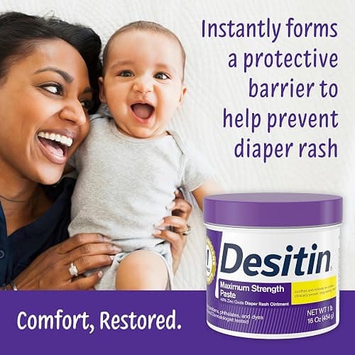 Desitin Maximum Strength Baby Diaper Rash Cream, 40% Zinc Oxide for Treatment, Relief & Prevention, Hypoallergenic, Phthalate- & Paraben-Free Paste, Protects Skin For Up To 12 Hours, 16 oz thumbnail 5