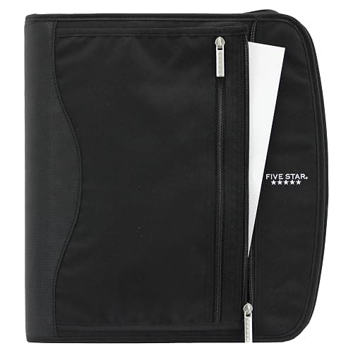 Five Star Zipper Binder, 2-Inch Capacity, 3 D-Rings, Exterior Zippered Pockets, Interior Mesh Pouch, Easy Grip Spine, Black Cover (66352) thumbnail 5