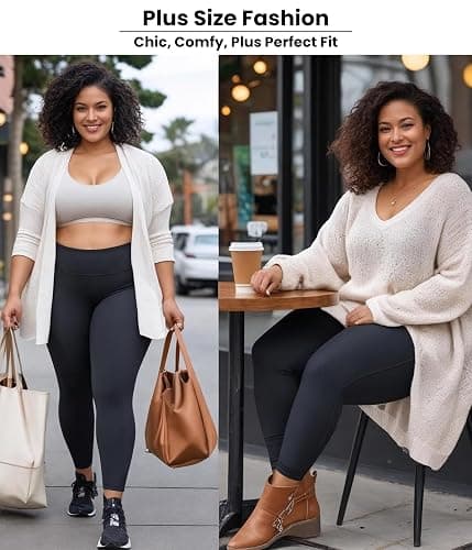 Sunzel Plus Size Leggings for Women - High Waisted Tummy Control Recycled Fabric Compression Workout Yoga Pants 1X 2X 3X 4X thumbnail 4