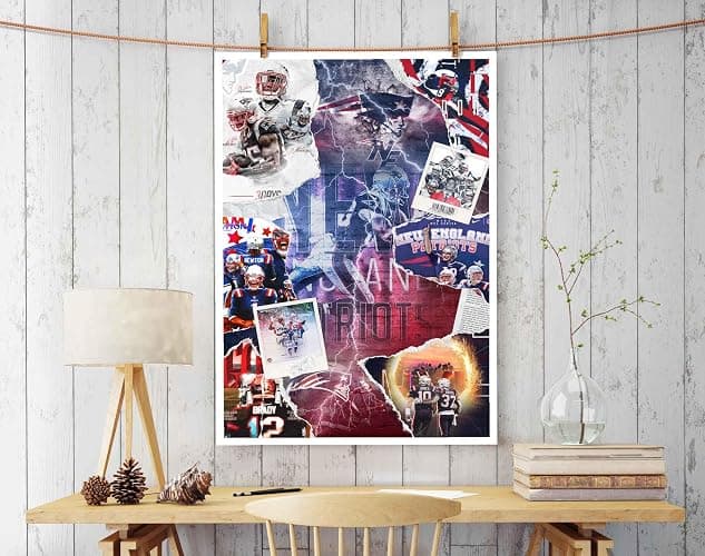 SPASAV 11"x17" Unframed, Patriots Football Player Collage Poster, Canvas Print Wall Art, Man Cave Home Decor thumbnail 8