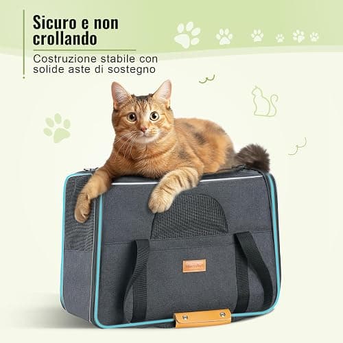 Trasportino per Cani e Gatti, Morpilot Gabbietta Morbida per Animali Domestici, Borsa portabile o a Tracolla in Tessuto da Trasporto Confortevole, Borsa Ripiegabile Viaggio Sull' Aereo thumbnail 3