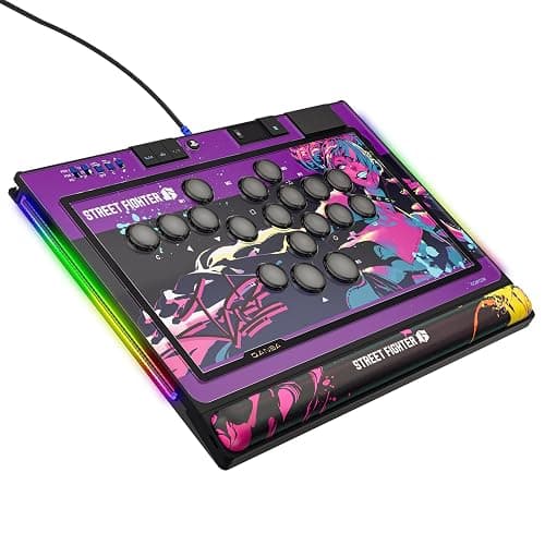 Qanba Sapphire S1 Street Fighter 6 Juri Edition Leverless Arcade Controller Joystick for PlayStation 5 and PlayStation 4 and PC (Fighting Stick) Officially Licensed Sony Product，Detachable Joystick，Tournament Grade for Fighting Games,18 Adjustable Buttons, Detachable Wrist Rest thumbnail 6
