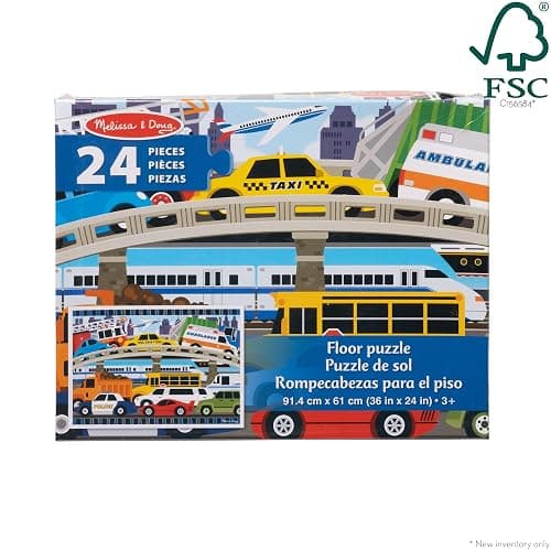 Melissa & Doug Traffic Jam Jumbo Floor Puzzle (24 Pieces, 2 x 3 Feet), Vehicle-Themed Jigsaw Puzzle for Preschoolers and Kids Ages 3+ - FSC Certified thumbnail 3