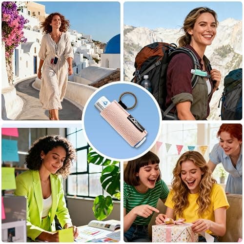WK IEASON Lip Balm Holder Keychain with Clip, Tight-knit Elastic Chapstick Sleeve not Neoprene Sleeve (Blackx3) thumbnail 4