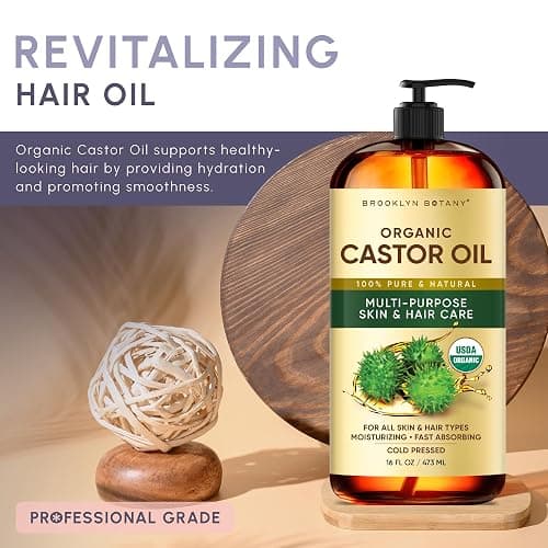 Brooklyn Botany Cold-Pressed Organic Castor Oil | 16 Fl Oz | Hair | Face | Body | 100% Pure and Natural | Carrier Oil | Aromatherapy | Massage | Ayurvedic Hair Care | Hexane-Free thumbnail 5