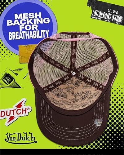 Von Dutch Unisex Trucker Hat - Curved Bill Mesh Back Retro Classic Adjustable Snapback Baseball Cap for Men and Women thumbnail 4