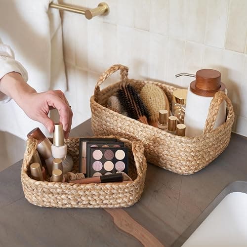 Beautiful Storage Basket Set of 4 - Natural Jute Rope Baskets for Shelves Are Perfect for Organizing Your Home - Quality Storage Bins Easily Fit With Any Nursery or Bedroom Decor thumbnail 6