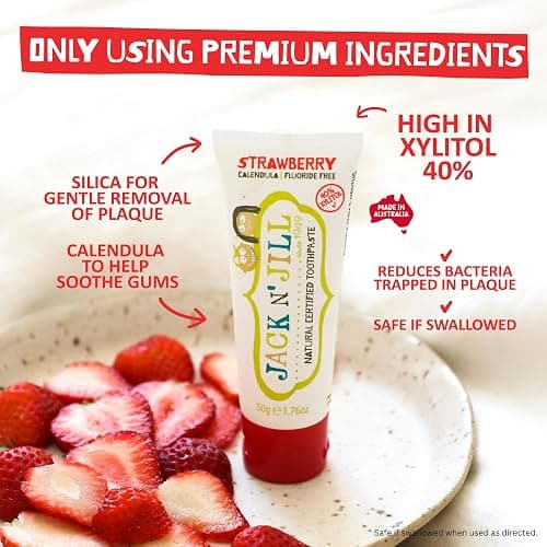 Jack N Jill Natural Toothpaste, 1.76 oz (Variety Pack of 5) | Fluoride Free Kids & Toddlers Toothpaste, Gently Cleans Teeth, Helps Soothe Gums, 40% Xylitol, BPA Free, No Artificial Dyes thumbnail 4