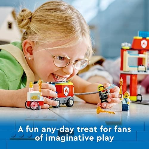 Lego City Fire Station and Fire Engine 60375, Pretend Play Fire Station with Firefighter Minifigures, Educational Vehicle Toys for Kids Boys Girls Age 4+ thumbnail 2