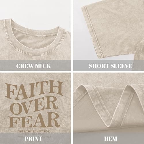 KEEVICI Boys Faith Over Fear Shirt Christian Jesus T Shirts for Kids Bible Verse Religious Graphic Tees Acid Wash Tshirt thumbnail 5