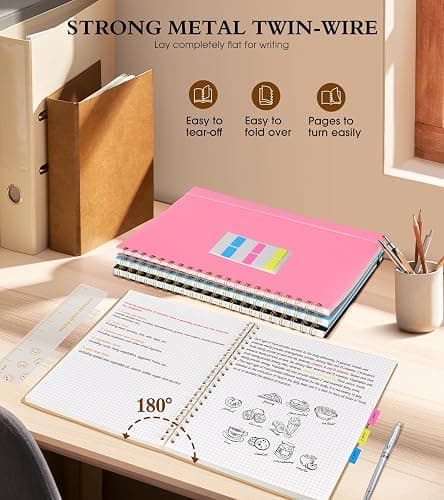 Graph Paper Notebook, Spiral Notebook Journal 8.5” x 11”, A4 Large Grid Notebooks for Women Men, 100 GSM Graph Paper, Plastic Hardcover Spiral Graphing Journals for Work School Engineerin, Yellow thumbnail 6