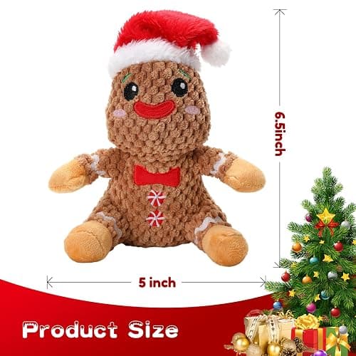 loncoldy Christmas Dog Toys Gingerbread Man Dog Squeaky Toy Cute Stuffed Large Plush Chew Toy to Keep Them Busy Interactive Puppy Toys Holiday Pet Toys for Dogs Gifts for Puppy, Small, Medium Breed thumbnail 6