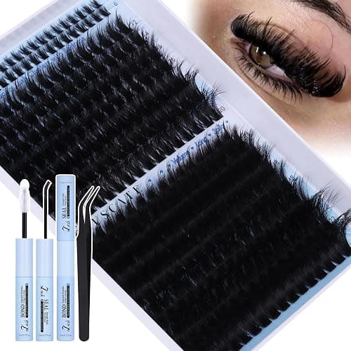 CORUSCATE Lash Clusters Kit with Bottom Lash Extension Kit Thick 160D+260D Cluster Eyelash Extensions Volume Individual Lashes 12-22mm Long Cluster Lashes Mega Dramatic Style with Lash Bond and Seal - Image 1