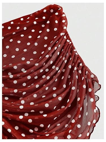 Milumia Women's Polka Dots Mesh Tube Tops Y2k Strapless Scarf Halter Top Going Out Clubbing Outfits thumbnail 3