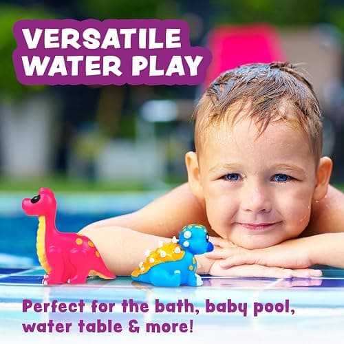 Tub Works® Dinosaur Mold Free Bath Toys, 12 Pack | Sealed, No Hole Bath Toys Design Keeps Moisture Out | Soft, Squeezable & Float on Water | Easy-Grip Baby & Toddler Bath Toy Set | Baby Pool Toys thumbnail 9
