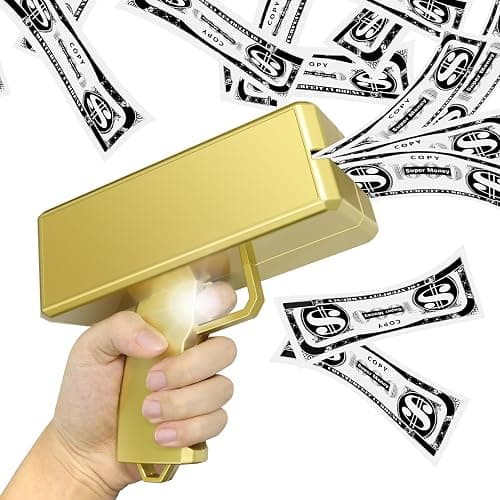 Alagoo Super Money Guns Paper Playing Spary Money Gun Make it Rain Toy Gun, Handheld Cash Gun Fake Bill Dispenser Money Shooter Toy(Metallic Gold) - Image 1