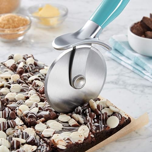 KitchenAid Classic Pizza Wheel with Sharp Blade For Cutting Through Crusts, Pies and More, Built In Finger Guard for Safety and Comfort Grip to Protect Fingers, Dishwasher Safe, 9-Inch, Aqua Sky thumbnail 2