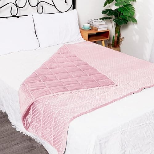Alomidds Weighted Blanket (60"x80",20lbs Queen Size - Pink), Weighted Blankets for Adults, Breathable Soft and Comfort Minky, Heavy Blanket Microfiber Material with Glass Beads thumbnail 2