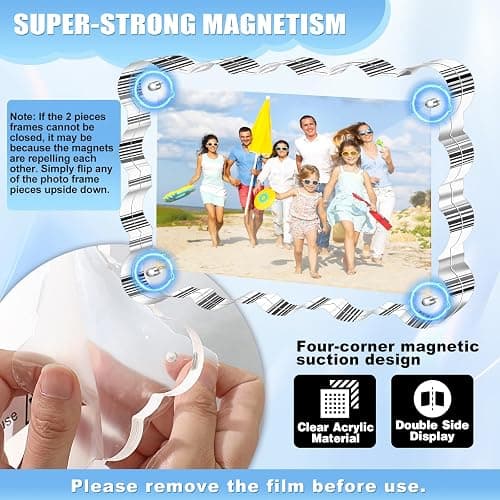 Aheroi 4x6 Acrylic Picture Frames, 3 Pack Clear Scalloped Acrylic Photo Frame Freestanding Magnetic Picture Frames for Desktop, Transparent Thickened Double Sided Picture Frame, Exclusive Shape Design thumbnail 3