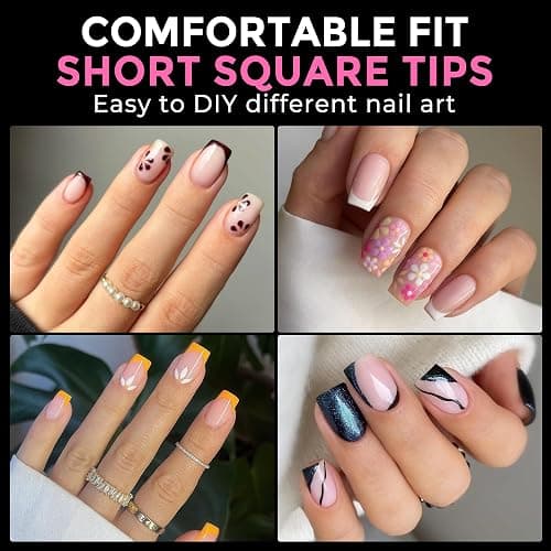UNA GELLA Short Square Gel Nail Tips 216pcs Short Square Press on Nails Pre-shape Fake Nails for Full Cover Acrylic Nails False Nails For Nail Extension Home DIY Nail Salon 12 Sizes Gelly Tips thumbnail 2